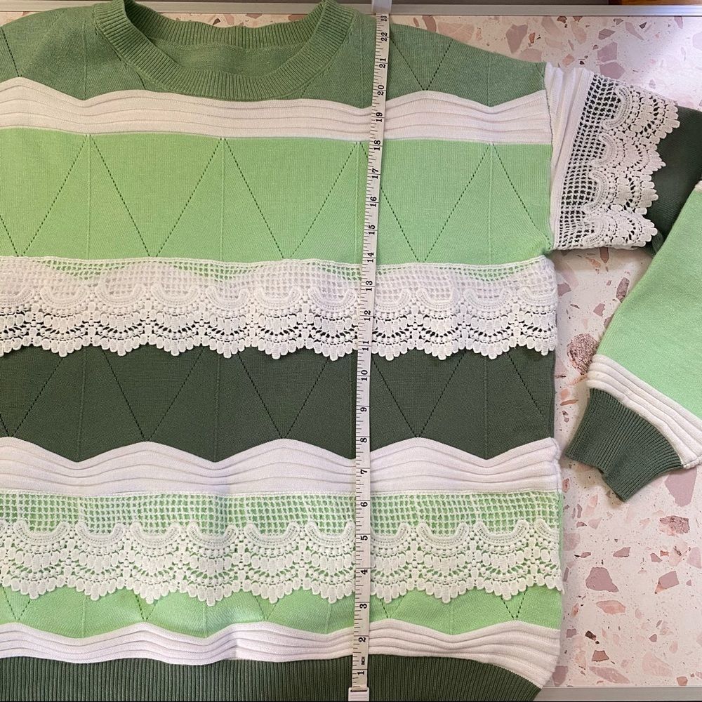 Pullover Patchwork Grandmacore Lace Long Sleeve S… - image 5
